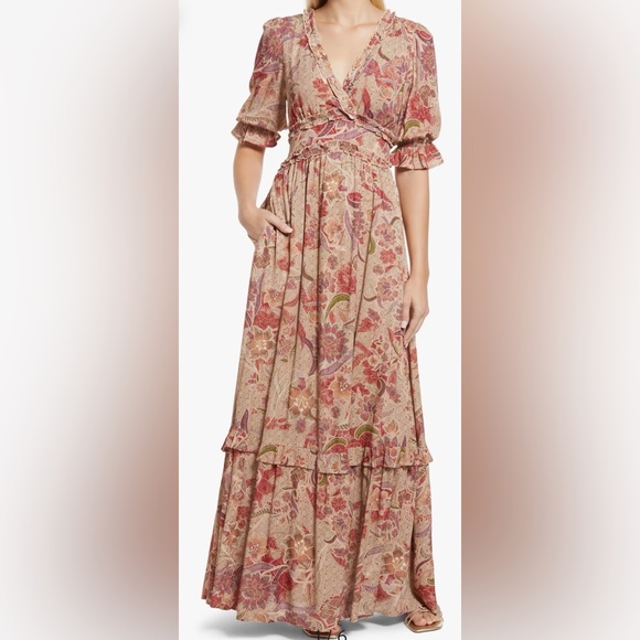 BTFL-LIFE  Floral Ruffle Maxi Dress Size Small - Picture 2 of 13